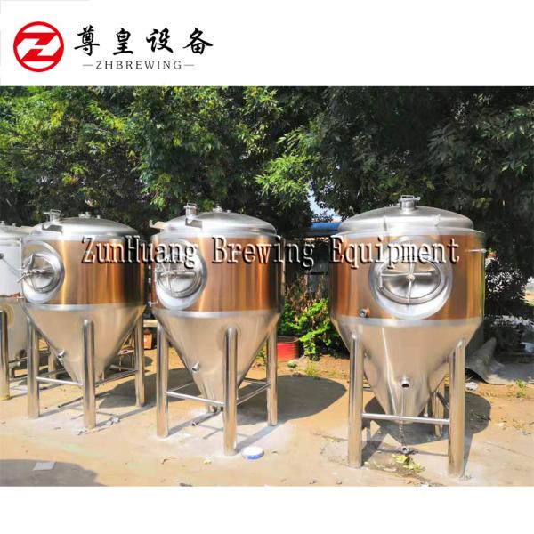600L Beer Fermentation Tank , Conical Beer Fermenter With Rose Golden Color