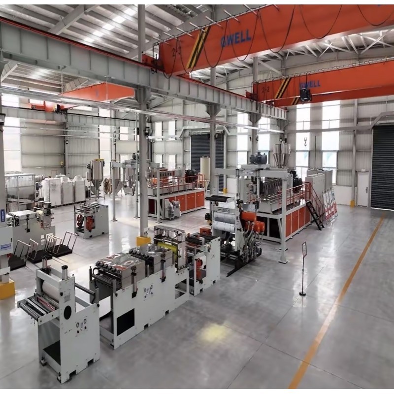 PET Sheet Extrusion Machine with 300-1500kg/h Output Capacity Twin Screw Design and High Energy Efficiency Heating System