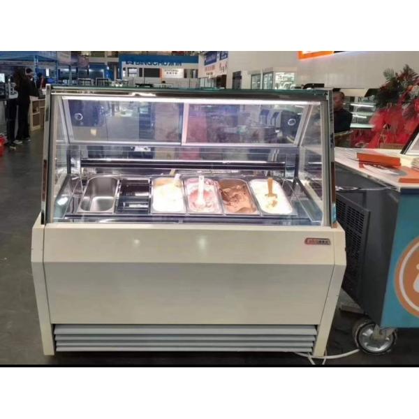 CE Stainless Steel Ice Cream Showcase Freezer Air Cooling