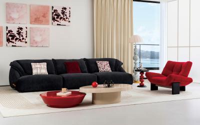 Modern luxury fabric sofa paired with leisure chair combination