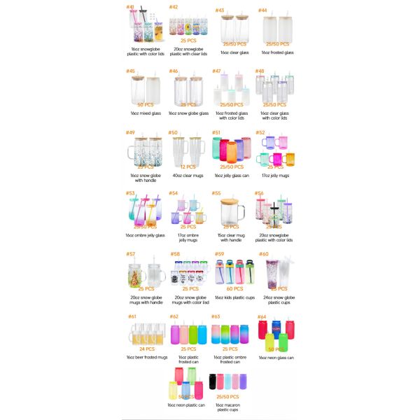 USA Warehouse FREE Shipping 3-40oz Sublimation Cups Plastic Colored Mugs Clear Frosted Tumbler for Kids Premium Drinkware