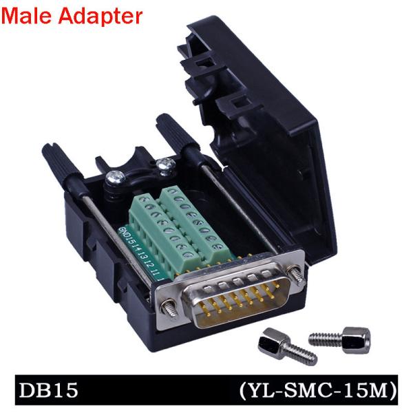 DB15 D Sub 15 Pin Dual Row Connectors to Terminal Blocks Adapter with housing