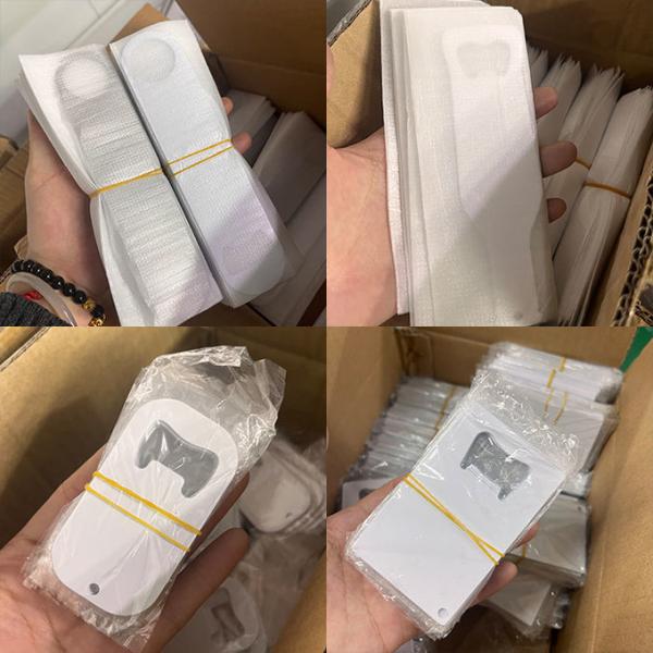 Ouvre-bouteilles en métal sur mesure Sublimation Blanc Brossé en métal en acier inoxydable Ouvre-bouteille de bière Souvenirs avec votre logo