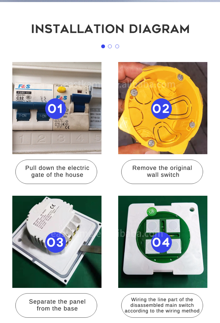 Newest WiFi Smart Wireless Light Switch with for Tuya Module Remote Control CE RoSH 10A Max Current Touch Panel