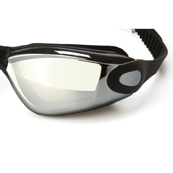 Summer Swimming Goggles Professional Anti-fog Swimming Goggles Men & Women Big Box Electroplating + Swimming Cap SilverI