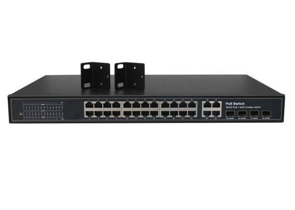 Latest POE-S4424GBC 24x1000Mbps PoE + 4xGigabit Combo Uplink IEEE802.3af/at PoE Switch (Built-in 400W Power Supply)