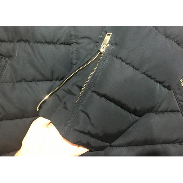 Polyester Black Ladies Outwear Puff Winter Jacket Warm Fashion Zip Through