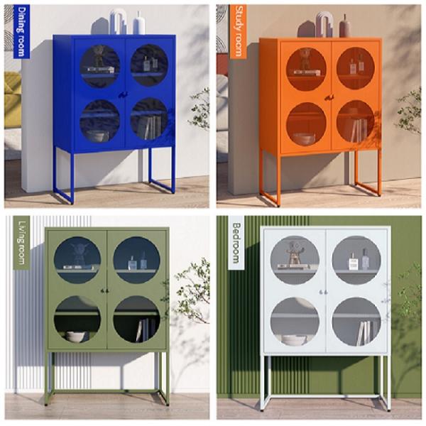 Home Furniture 2 Door Steel Storage Locker Metal Cupboard With Stand Feet