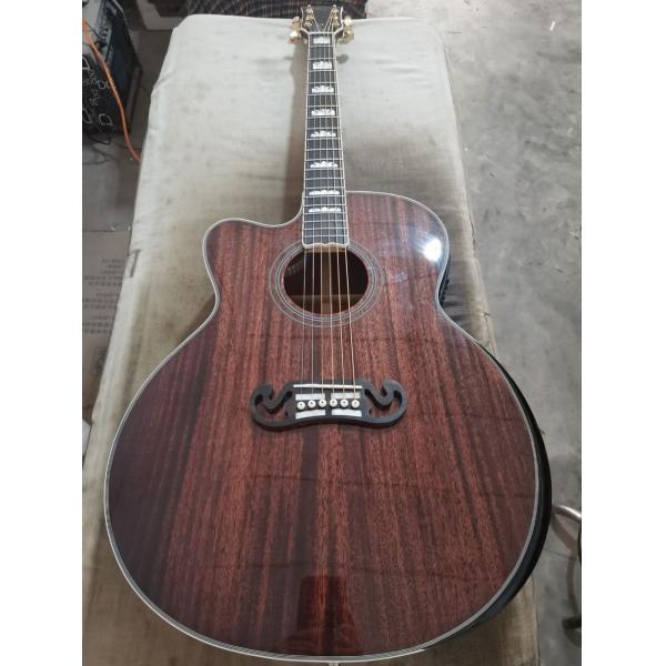 Solid mahogany wood left handed grand cutaway acoustic guitar jumbo size mahogany wood acoustic electric guitar