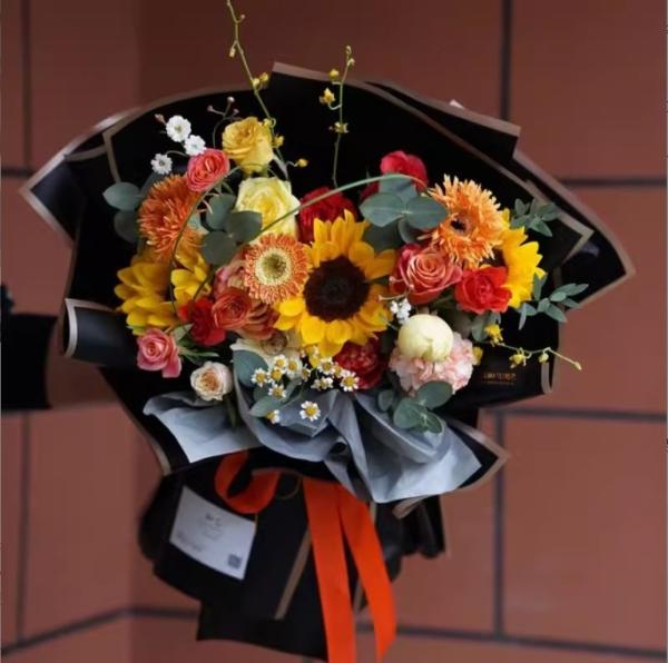 Hansu Paper Matte Paper Flower Wrapping Paper Golden Edge Jelly Film DIY Material for Flower Bouquets Shipping Time 30-45 Days