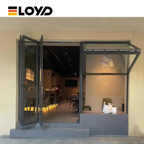 Soundproof Aluminum Folding Window with 5+18A+5mm Tempered Glass