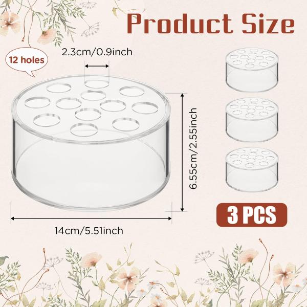 Vase de fleurs acryliques 3pcs Centre floral avec 12 trous pour la décoration de la table à manger
