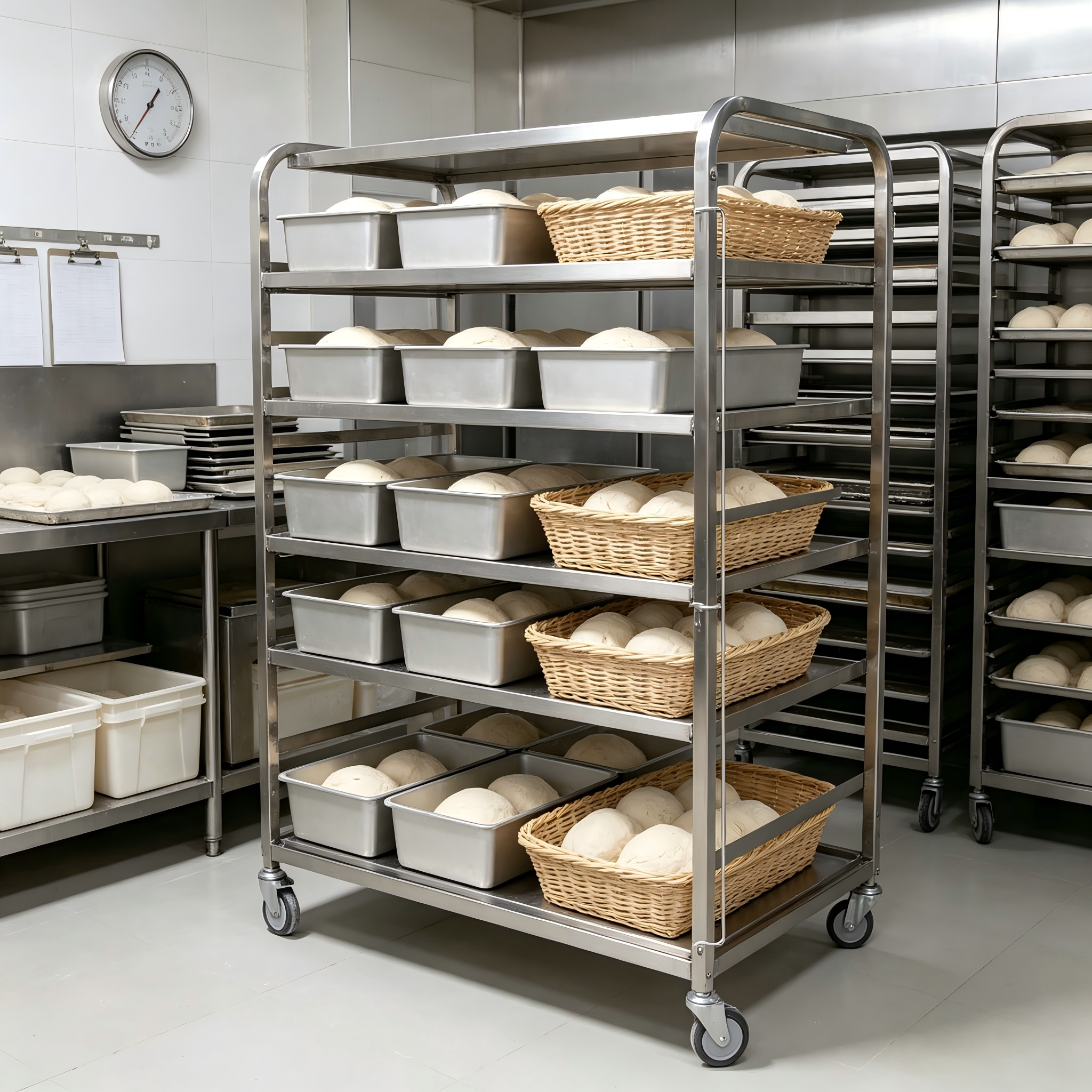 500kg Load Capacity Stainless Steel Rack Trolley 20 Layer 1.2mm Thick Heavy Duty Brake Caster Wheels