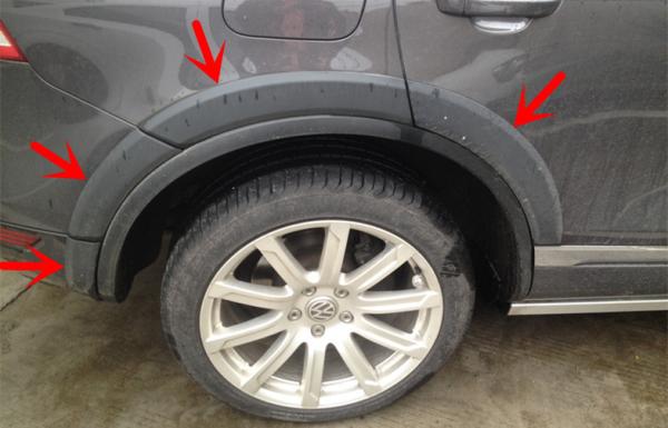 Plastico preto PP Volkswagen Touareg 2011 Flares de arco de roda Durável