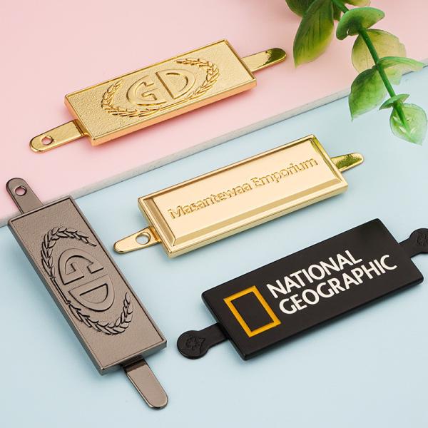 Rectangle Engraved Custom Metal Logo Nameplate Prevent Fade Surface for Handbags
