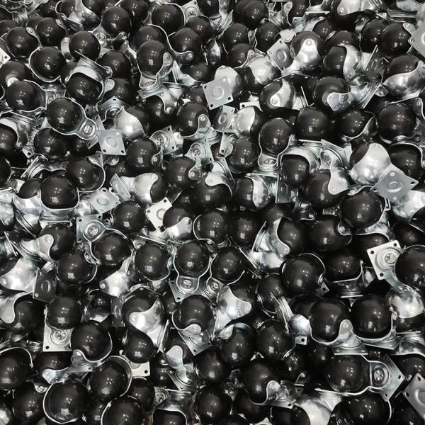 rodízios superiores plásticos da bola da placa do preto do diâmetro de 50mm com freio lateral