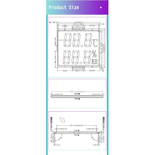 SJXD-T61661G Segment LCD Display T61661G TN Positive  with an excellent price-performance ratio