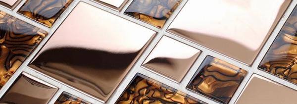Gold Stainless Steel Kitchen Backsplash Mosaic Tiles For Kitchen Table Top