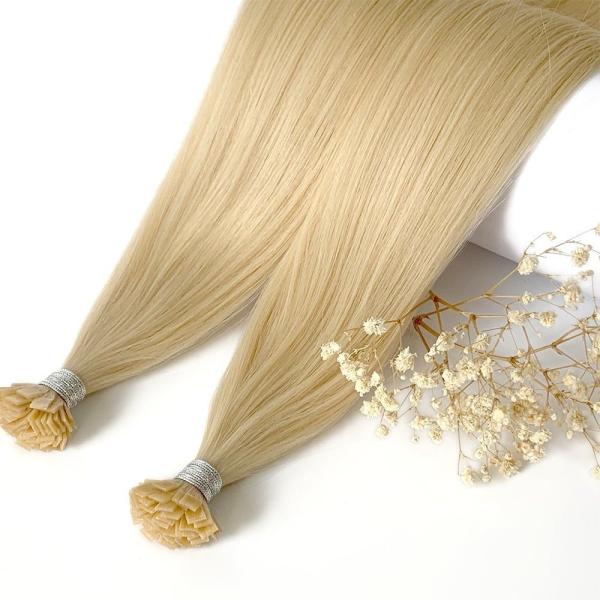 Double Drawn Cuticle Aligned Flat Tip Hair Extensions with Italian Keratin Treatment