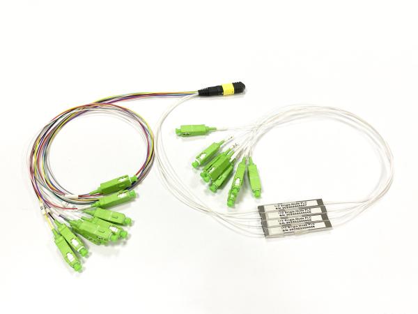 Divisor PLC MPO Elite de 16 núcleos, divisor híbrido de 8 núcleos MPO y 8 acopladores SC/APC para sala de servicios de centros de datos