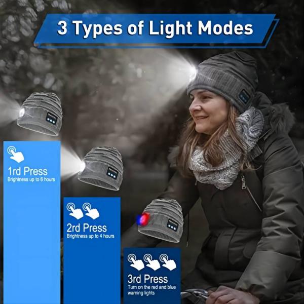 Rechargable Battery Bluetooth Flashlight Cap For Night Fishing Shovel Snow