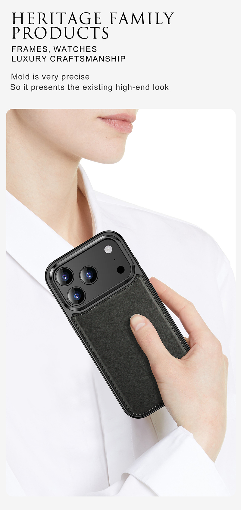 Laudtec Leather Back Cover Shockproof Phone Case for iPhone 15 16 17 18 Pro Max with Folding Stand ODM OEM Wholesales