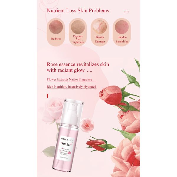 Factory Wholesale Custom Private Label Rose Serum Water Pore Shrinking Moisturizing Spray Prevent Makeup Getting Stuck Free