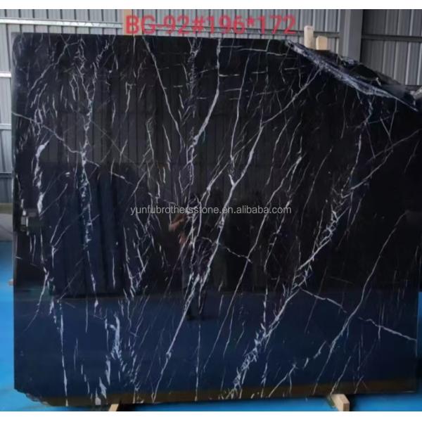 Modern Design Hotel Nero Marquina Big Slab Zimbabwe Black Marble Floors and Stairs