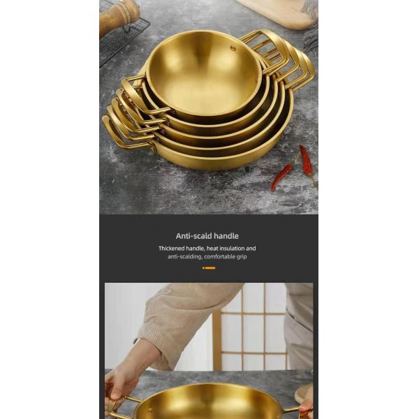 High Quality Silver Stainless Steel Cooker Flat Bottom Cooking Fry Pot Mini Seafood Pot Paella Pans