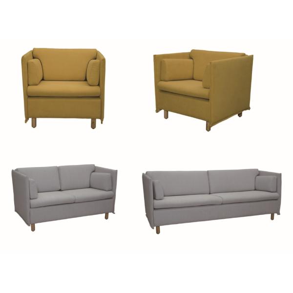 Pure Foam Filling Linen Fabric Sofa Imitated Cashmere Cloth Solid Wood Legs