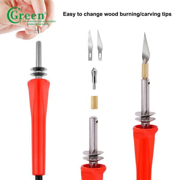 Green PS3301 33 Wood Burning Kit Tips 2 Stencils 12 Colored Pencils
