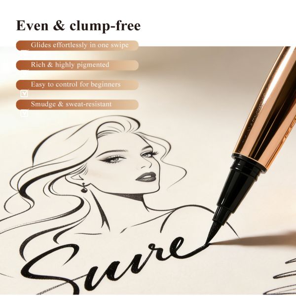 Factory OEM ODM Natural Liquid Eyeliner OEM Makeup Liquid Eyeliner Pen Long-Wearing Matte Black Eyeliner Pen