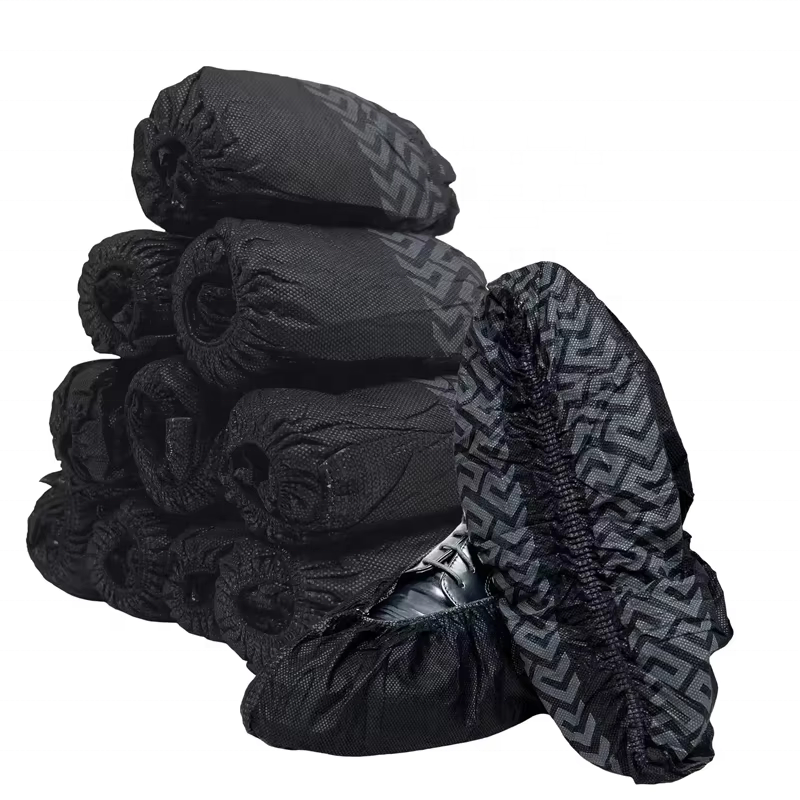 Hubei Haixin Black Overshoe Model Printed Disposable Shoe Covers Factory Direct Supply Protective Anti-slip Boot Cover Wholesale