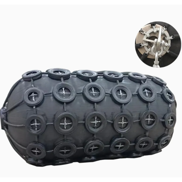 Yokohama Black Natural Rubber 1m*2m Pneumatic Marine Fender | Chain Net Type, High Elasticity, 5-10 Year Service Life for Boats