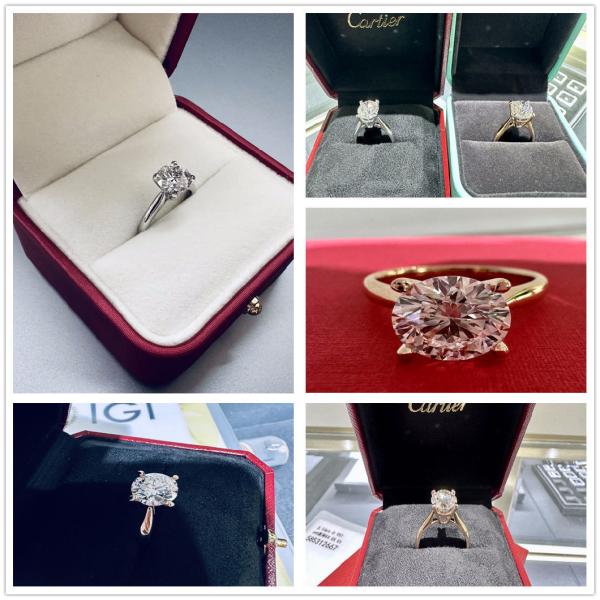 18K Lab Diamonds Ring and Gold Wedding Ring Setting1894 Four Prong Classic Diamond Ring