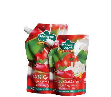 Custom softtextile screw cap pouch plastic spout bags for Sauce pouch