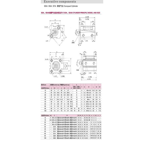 SDA63*5/10/20/30/40/50/60/70/80/90/100 compact Cylinder