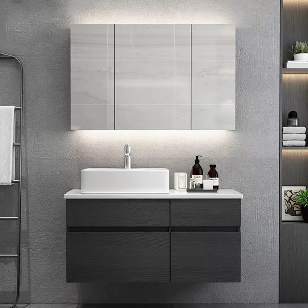 Aluminum Matte Black Modern Table Top Wash Basin Cabinets In Bathroom