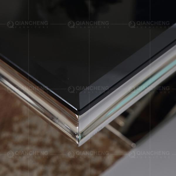 130x70x45cm Black Glass Top Coffee Table For Living Room Long Lasting Wear