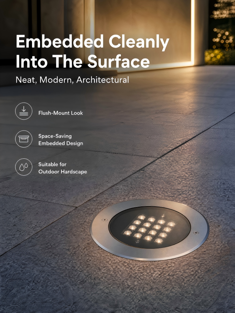 Dimmable LED Underground Light IP68 Waterproof Outdoor 36W 304 Stainless Steel 0-10V Dimming Garden Buried Inground Lamp