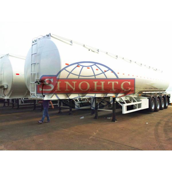 50m3 4 Alxe Fuel Tanker Semi Trailer , Diesel / Petrol Trailer Tank 6 Compartments