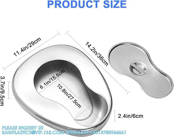 Stable Bedpan Heavy Duty Smoothed Countoured for Bed-Bound Patient,Stainless Steel Bed pan for Medical Centers