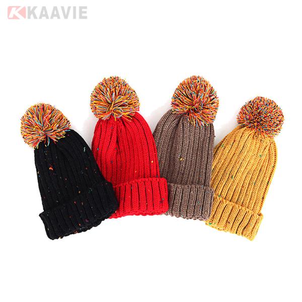 58cm Unisex soft beanie hat Winter Womens Beanie Hat With Pom Pom