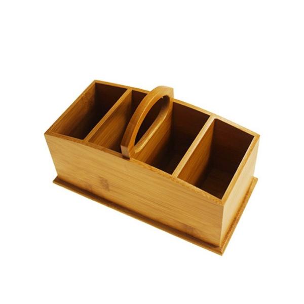 Tamanho personalizado aceito Banbu Desktop Organizer Station Box Storage Holder com alça