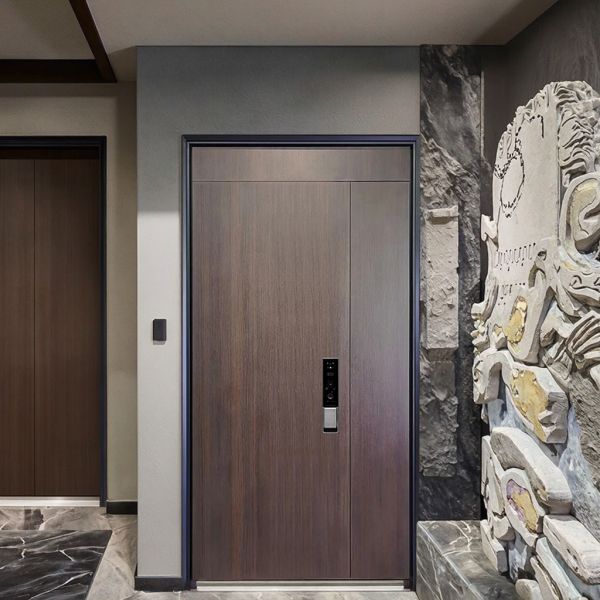 Main Entry Security Door Anti Theft Steel Exterior Single Swing Door