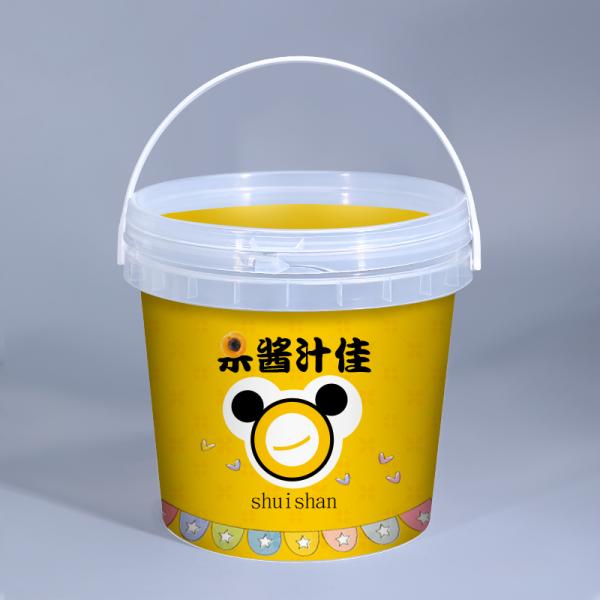 Продажа 2 л бело-черно-прозрачная пластиковая ведра с крышкой для закусок пищевого качества