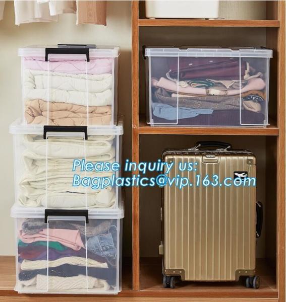 Household Multi-function Large Size Clear Plastic Storage Box Sundry Clothes Storage Box With Lid, First Aid Plastic Tra