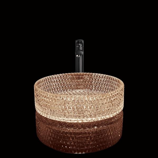 Diamond Vanity Counter Wash Basin Tea Color Freestanding Bathroom Sink Bowl