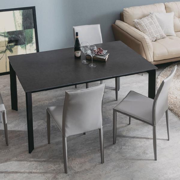 1500*850mm Marble Ceramic Dining Table Modern Ceramic Dining Table With Black Metal Base