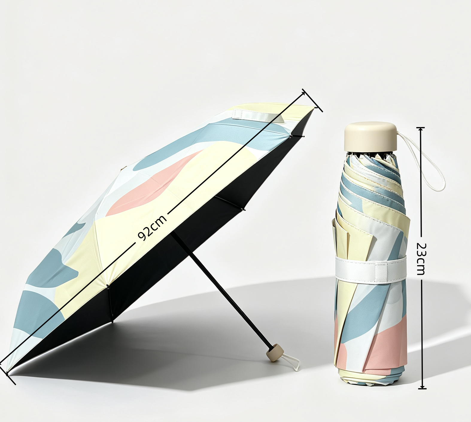 Fashion Design Windproof Girl Portable Sunny & Rainy Protection Manual Three Folding Umbrella Daily Travel
